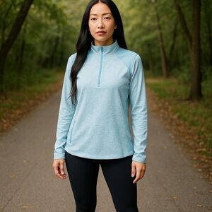 📌Eddie Bauer Women's Jacket Large Blue Quarter Zip Two-Tone